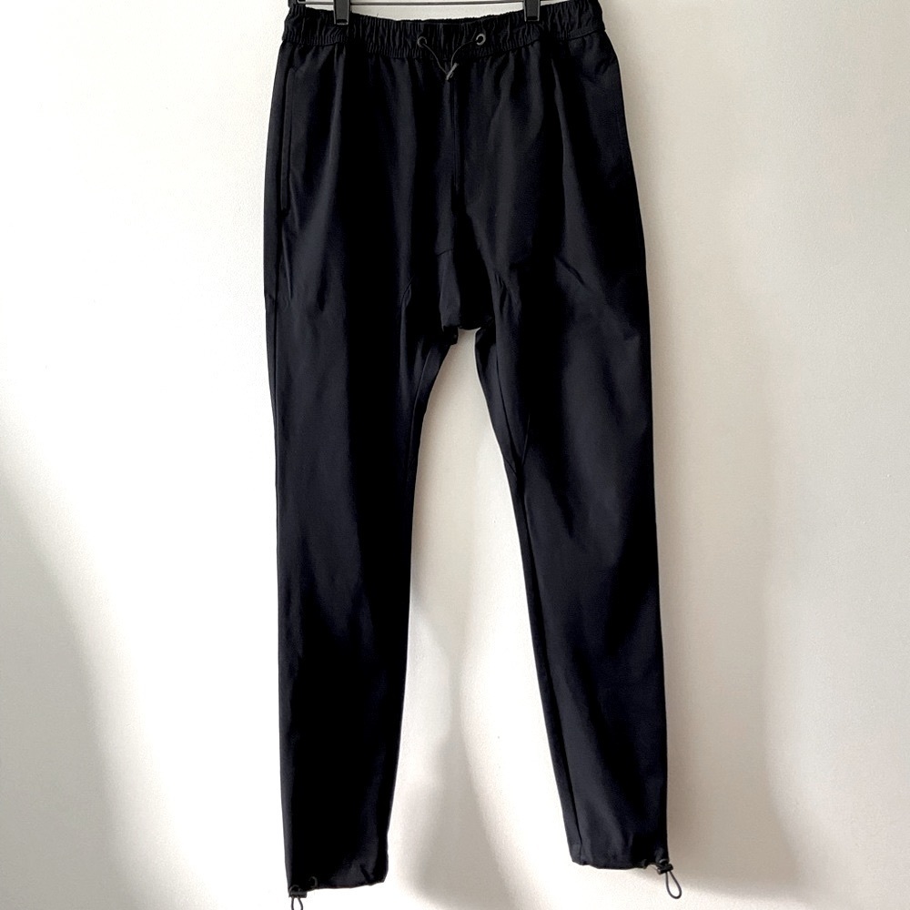 Zanerobe Navy Nylon Blend Track Pants w Bungee cord closure waist 30
